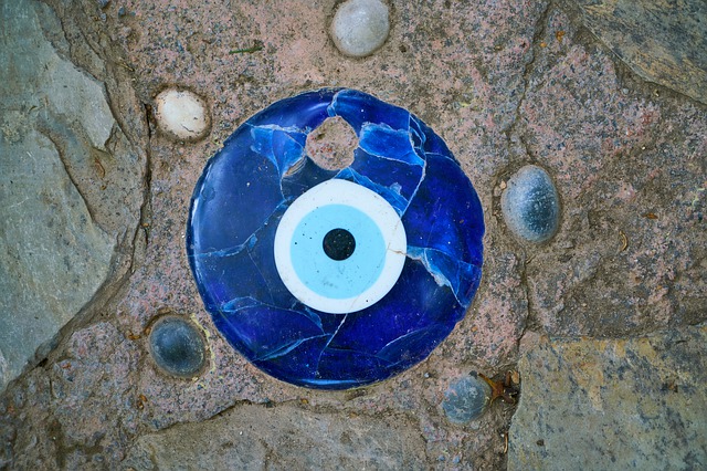 Evil eye tile in ground