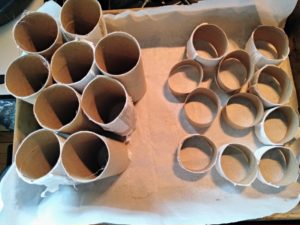 cut toilet paper tubes